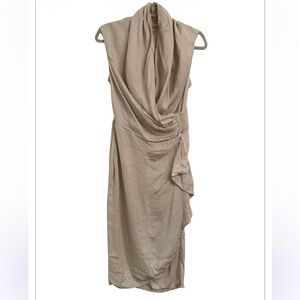 All Saints Cream Asymmetrical Draped Dress